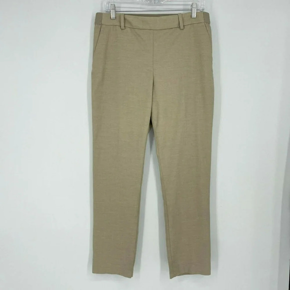 H&M Dress Pants Women's Sz 12 High-Rise Side Zip Mid Rise Straight Khaki Brown - Picture 1 of 7